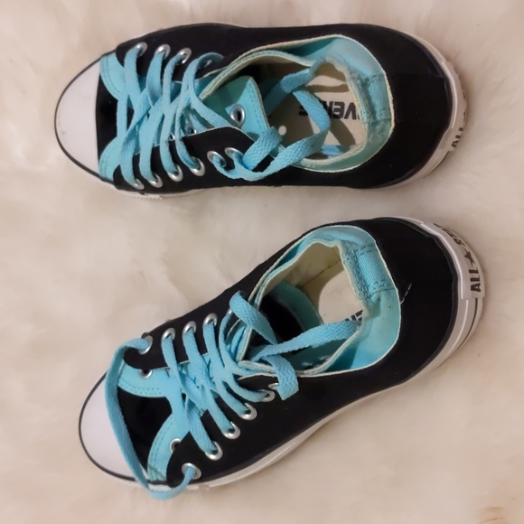 Converse All-Star Black and Teal Sneakers size 8 - Picture 3 of 4